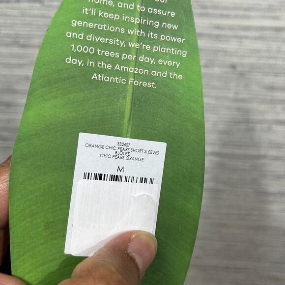 NWTS Farm Rio Orange Chic Pearls Short Sleeve Blouse / Size-Medium - Picture 8 of 12